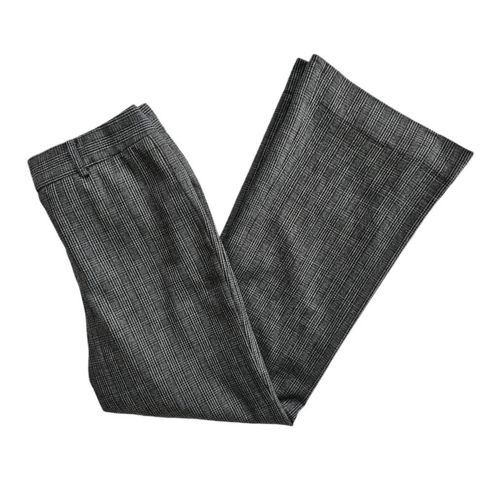 ELIE TAHARI Gray Glen Plaid Flare Wool Pants | SZ 6